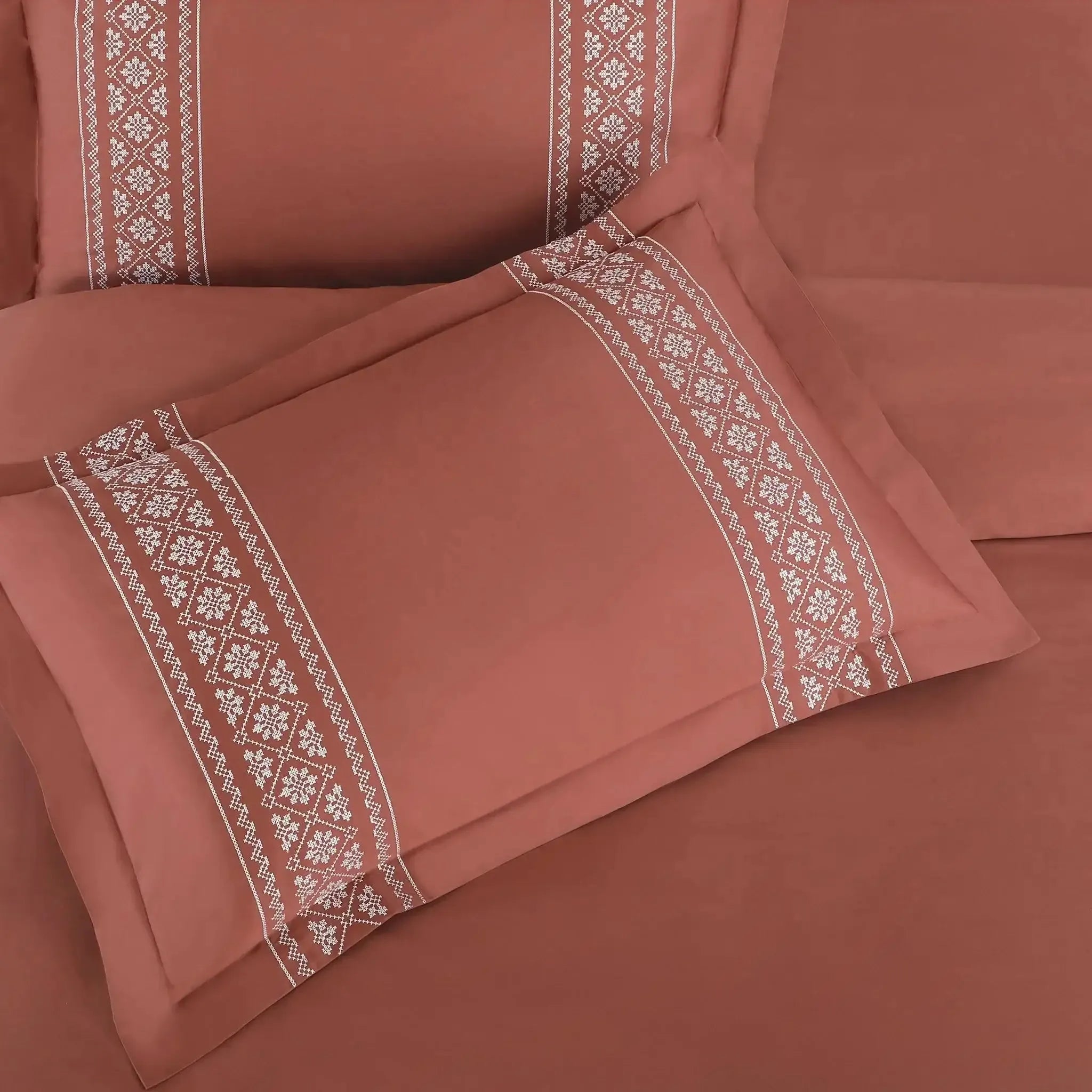Malako Luxe Collection 550 TC Cedar & Almond Beige Premium Embroidered Bedding