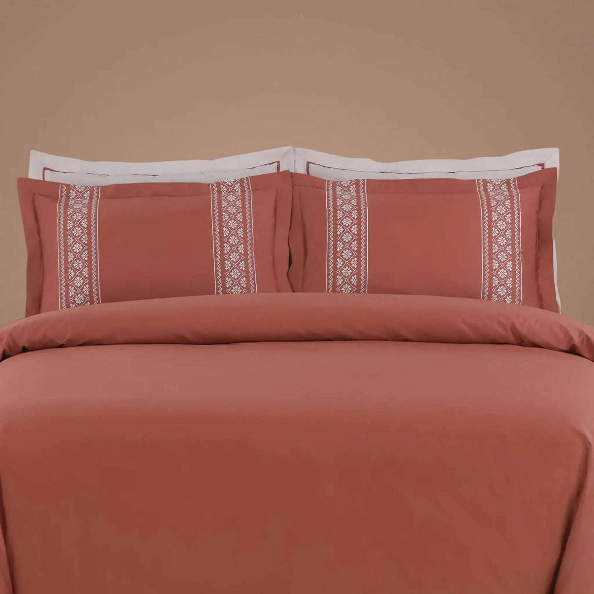 Malako Luxe Collection 550 TC Cedar & Almond Beige Premium Embroidered Bedding