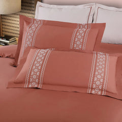 Malako Luxe Collection 550 TC Cedar & Almond Beige Premium Embroidered Bedding