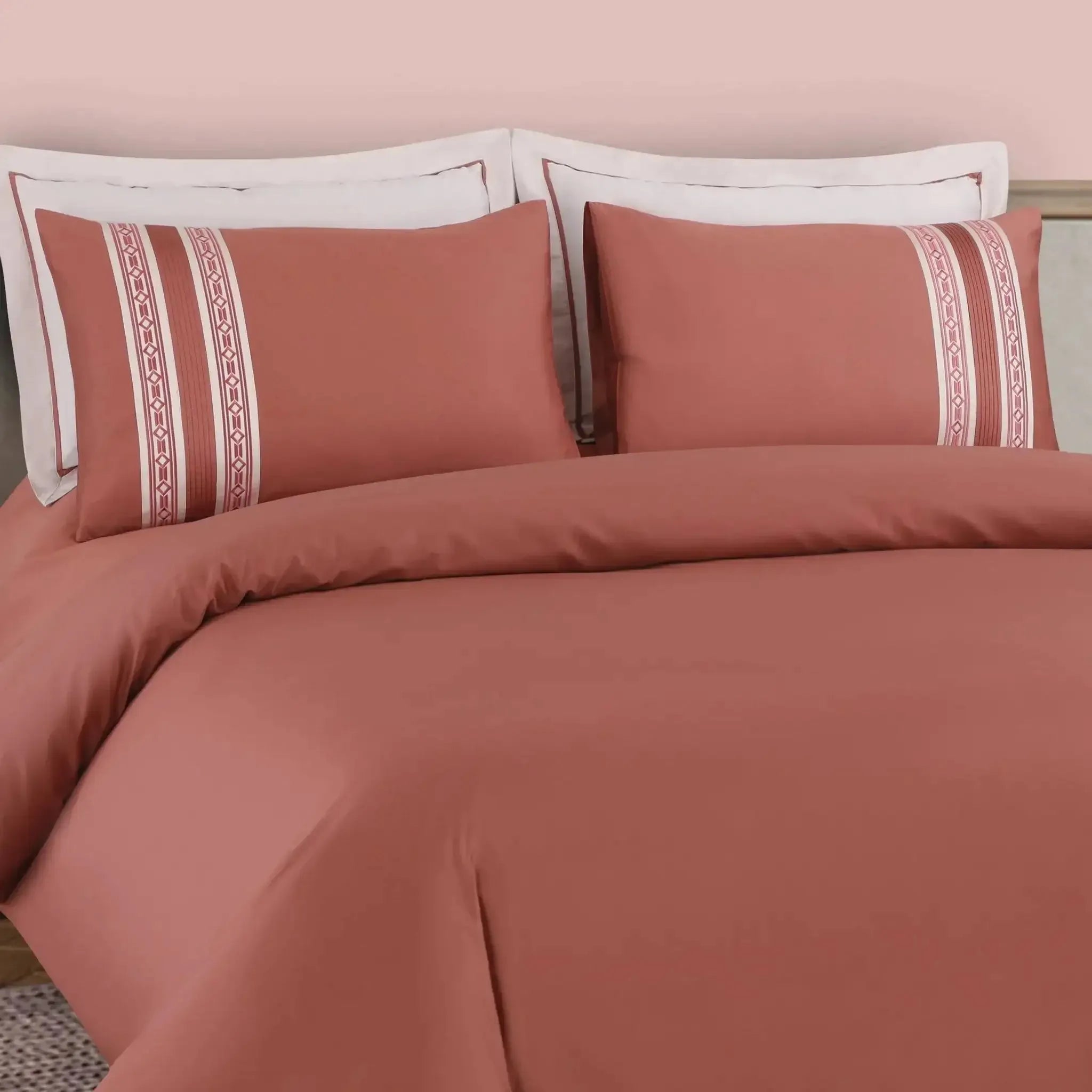 Malako Luxe Collection 550 TC Cedar & Almond Beige Premium Embroidered Bedding