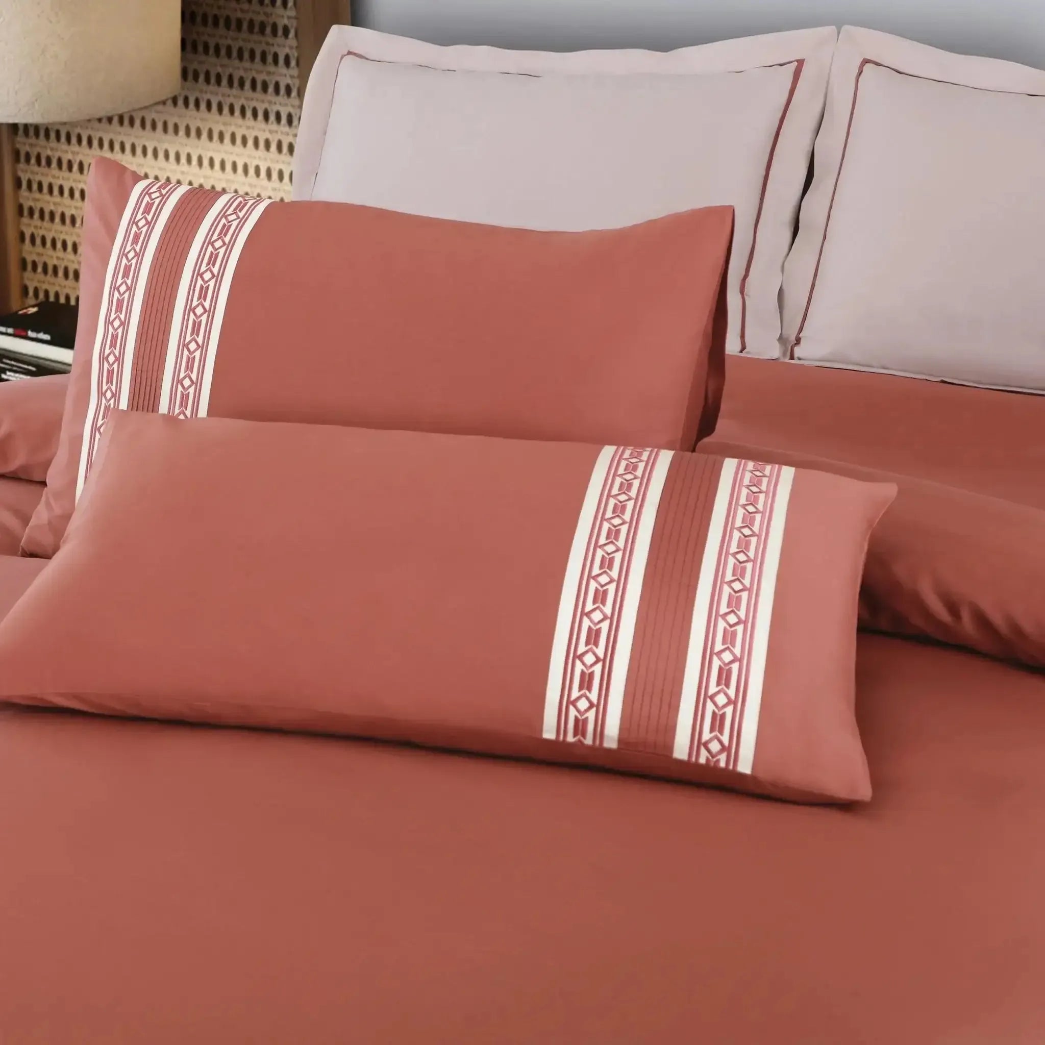 Malako Luxe Collection 550 TC Cedar & Almond Beige Premium Embroidered Bedding