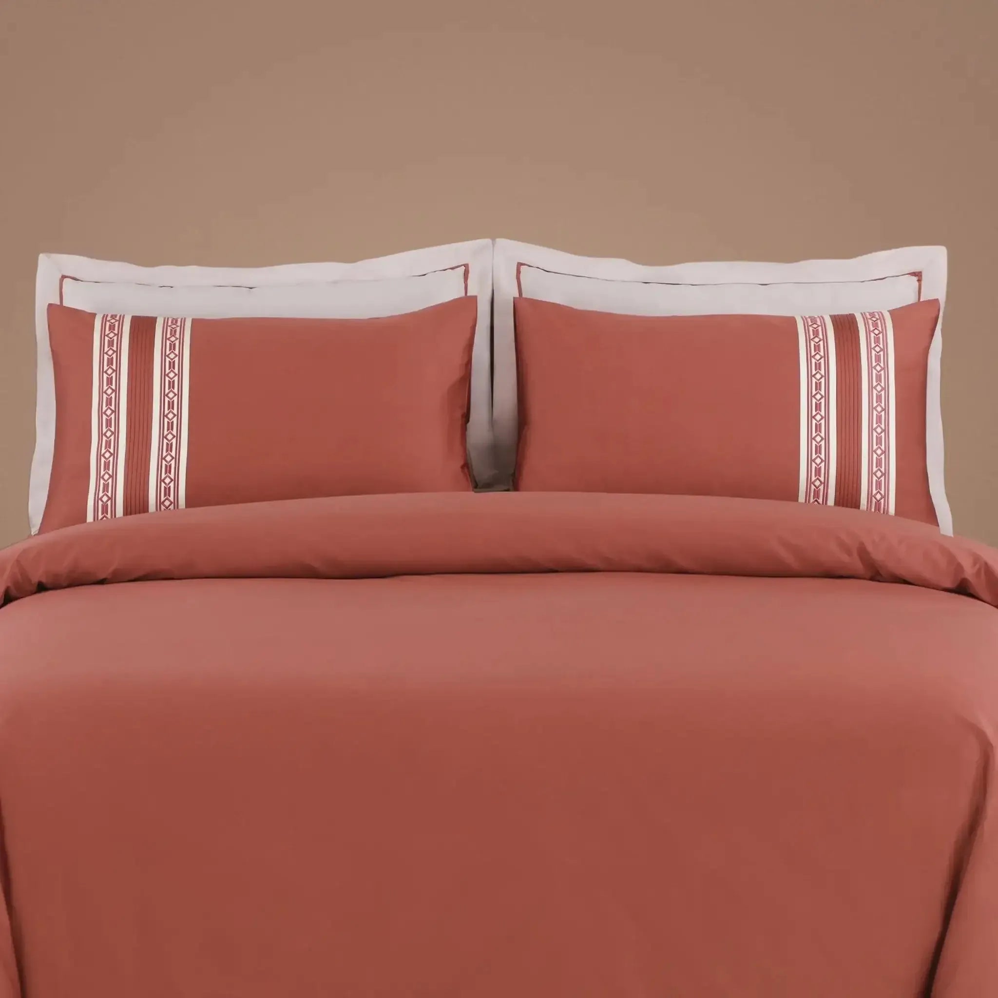 Malako Luxe Collection 550 TC Cedar & Almond Beige Premium Embroidered Bedding