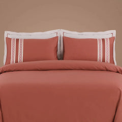 Malako Luxe Collection 550 TC Cedar & Almond Beige Premium Embroidered Bedding