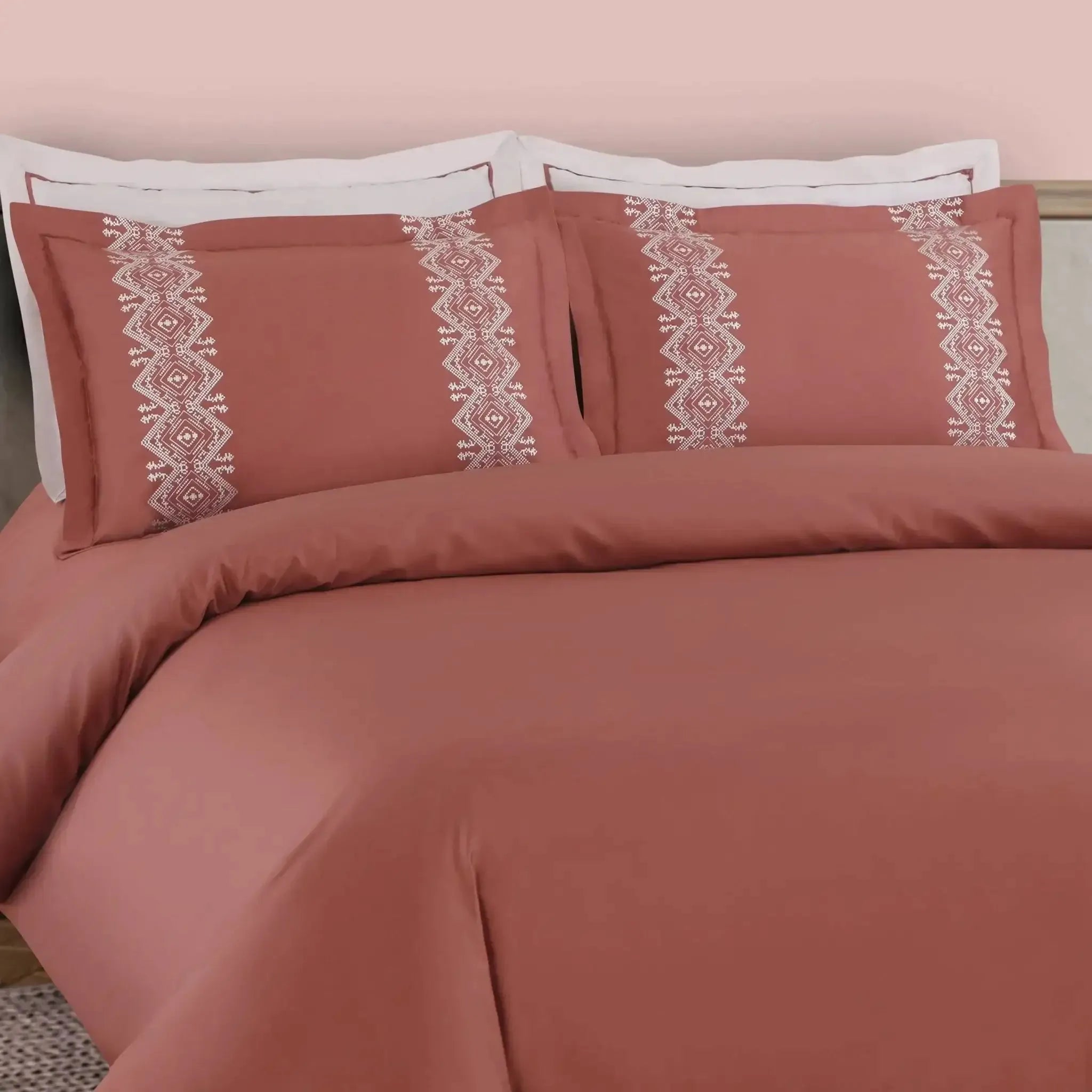 Malako Luxe Collection 550 TC Cedar & Almond Beige Premium Embroidered Bedding