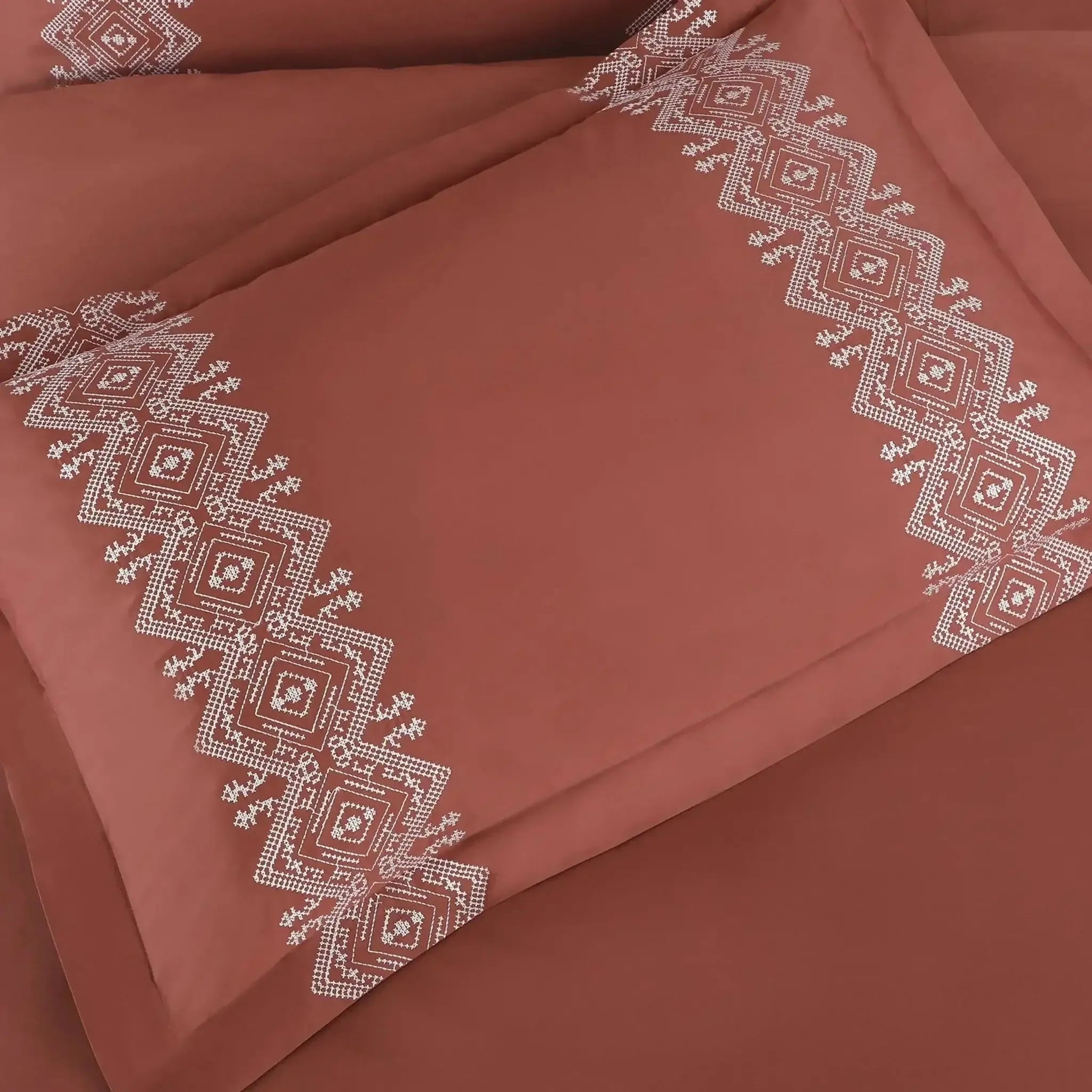 Malako Luxe Collection 550 TC Cedar & Almond Beige Premium Embroidered Bedding