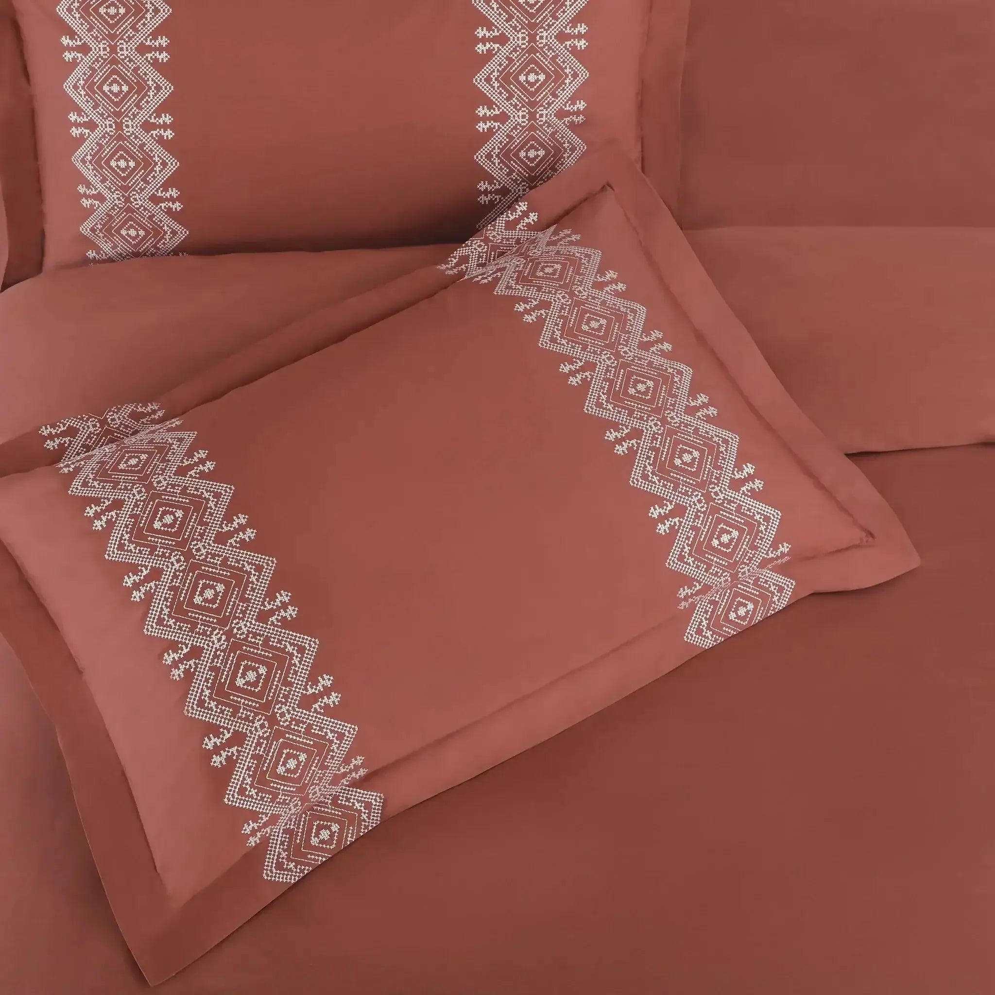 Malako Luxe Collection 550 TC Cedar & Almond Beige Premium Embroidered Bedding