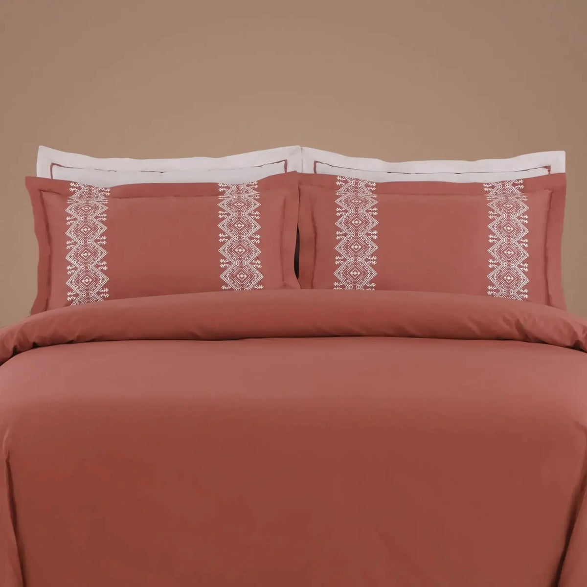 Malako Luxe Collection 550 TC Cedar & Almond Beige Premium Embroidered Bedding