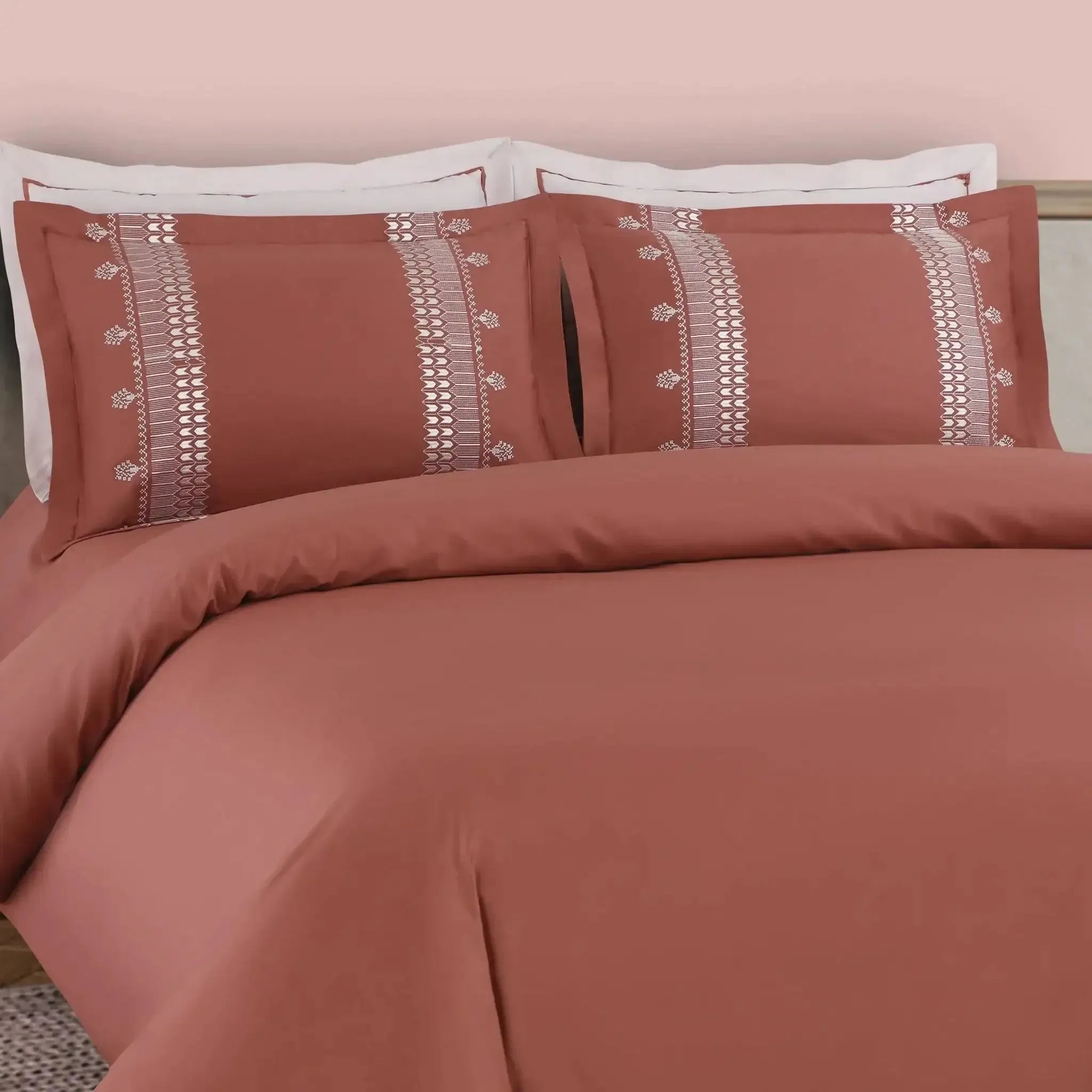 Malako Luxe Collection 550 TC Cedar & Almond Beige Premium Embroidered Bedding