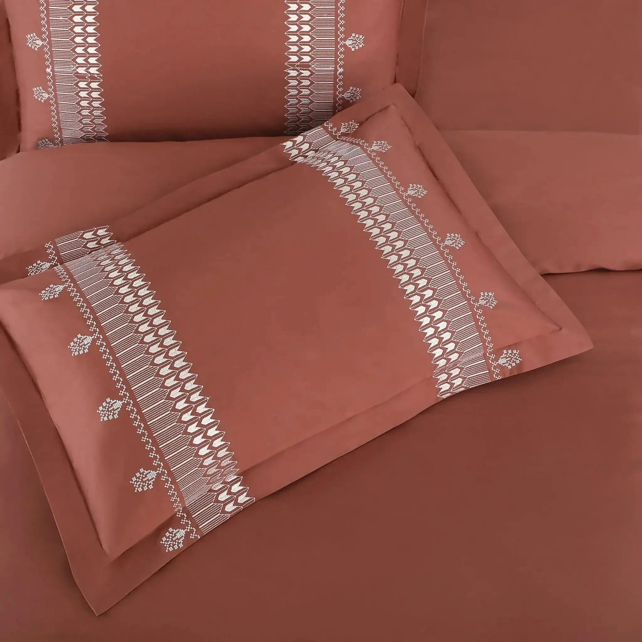 Malako Luxe Collection 550 TC Cedar & Almond Beige Premium Embroidered Bedding