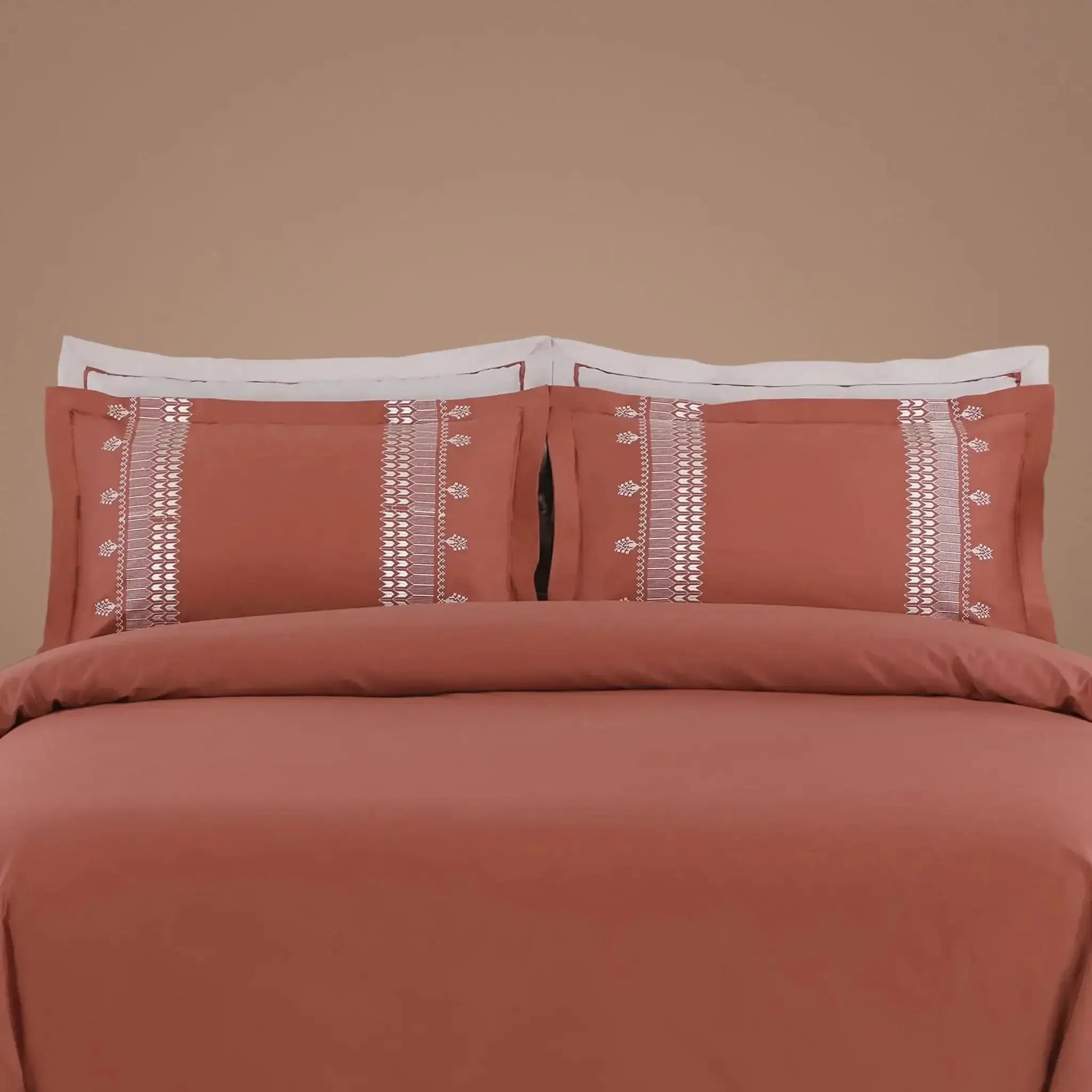 Malako Luxe Collection 550 TC Cedar & Almond Beige Premium Embroidered Bedding