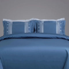 Malako Luxe Collection 550 TC Legion Blue Premium Embroidered Bedding