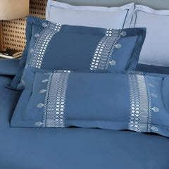Malako Luxe Collection 550 TC Legion Blue Premium Embroidered Bedding
