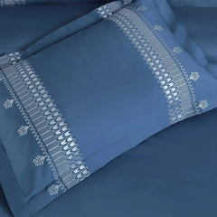 Malako Luxe Collection 550 TC Legion Blue Premium Embroidered Bedding