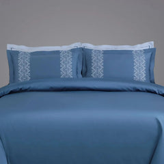 Malako Luxe Collection 550 TC Legion Blue Premium Embroidered Bedding