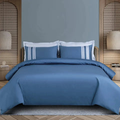 Malako Luxe Collection 550 TC Legion Blue Premium Embroidered Bedding