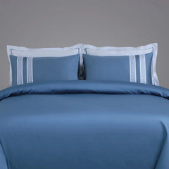 Malako Luxe Collection 550 TC Legion Blue Premium Embroidered Bedding