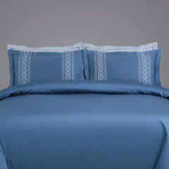 Malako Luxe Collection 550 TC Legion Blue Premium Embroidered Bedding