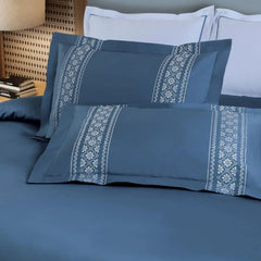 Malako Luxe Collection 550 TC Legion Blue Premium Embroidered Bedding