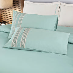 Malako Luxe Collection: 550 TC Mint Green Premium Embroidered Bedding - MALAKO