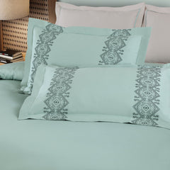 Malako Luxe Collection: 550 TC Mint Green Premium Embroidered Bedding - MALAKO