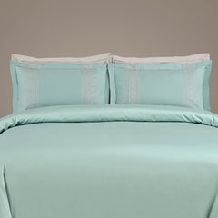 Malako Luxe Collection: 550 TC Mint Green Premium Embroidered Bedding - MALAKO