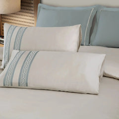 Malako Luxe Collection 550 TC Olive Beige Premium Embroidered Bedding