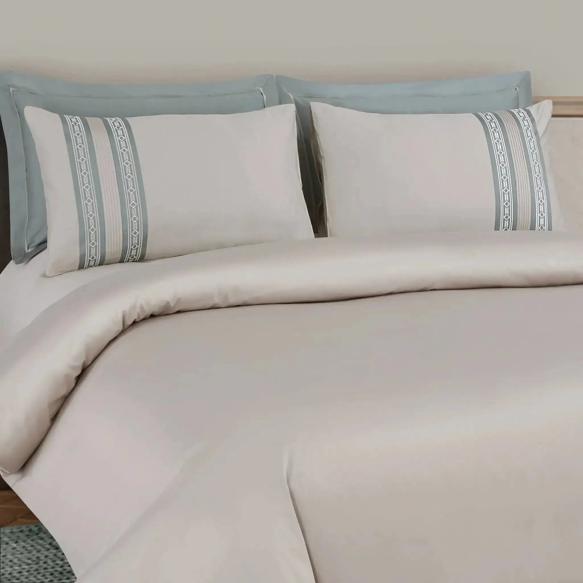 Malako Luxe Collection 550 TC Olive Beige Premium Embroidered Bedding