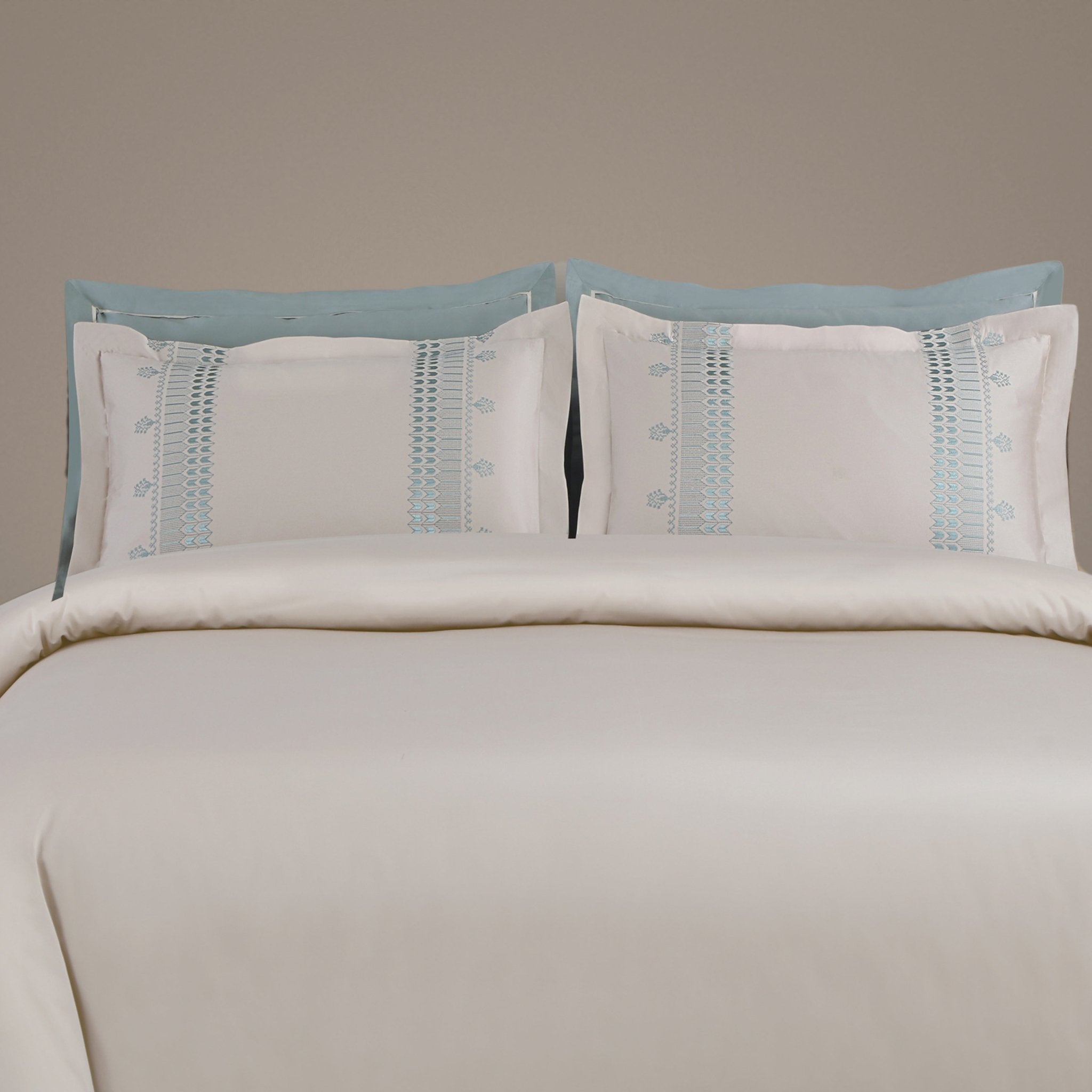Malako Luxe Collection: 550 TC Olive Beige Premium Embroidered Bedding - MALAKO