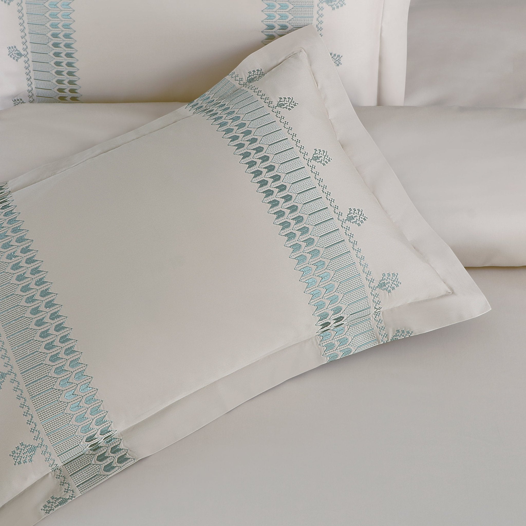 Malako Luxe Collection: 550 TC Olive Beige Premium Embroidered Bedding - MALAKO