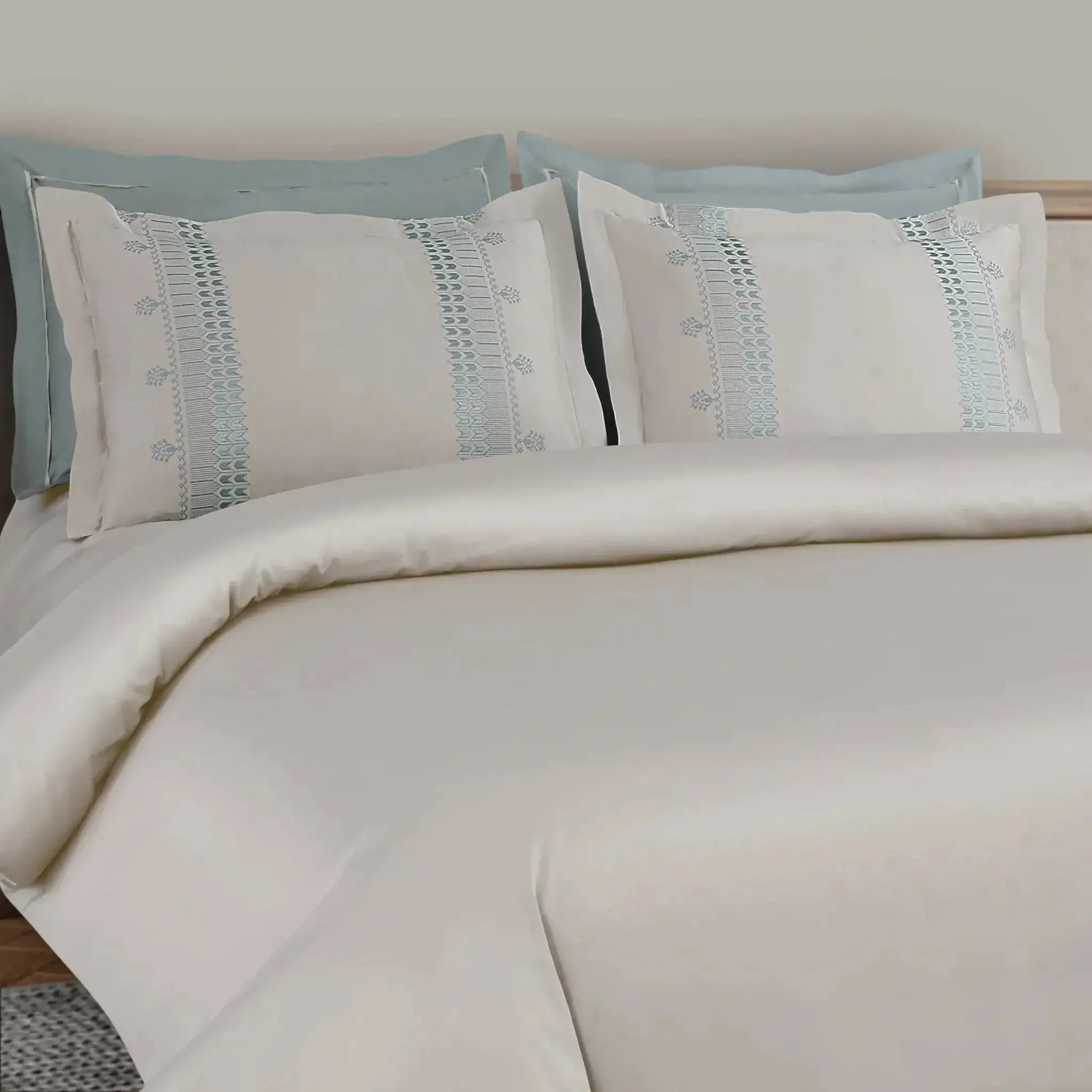 Malako Luxe Collection 550 TC Olive Beige Premium Embroidered Bedding