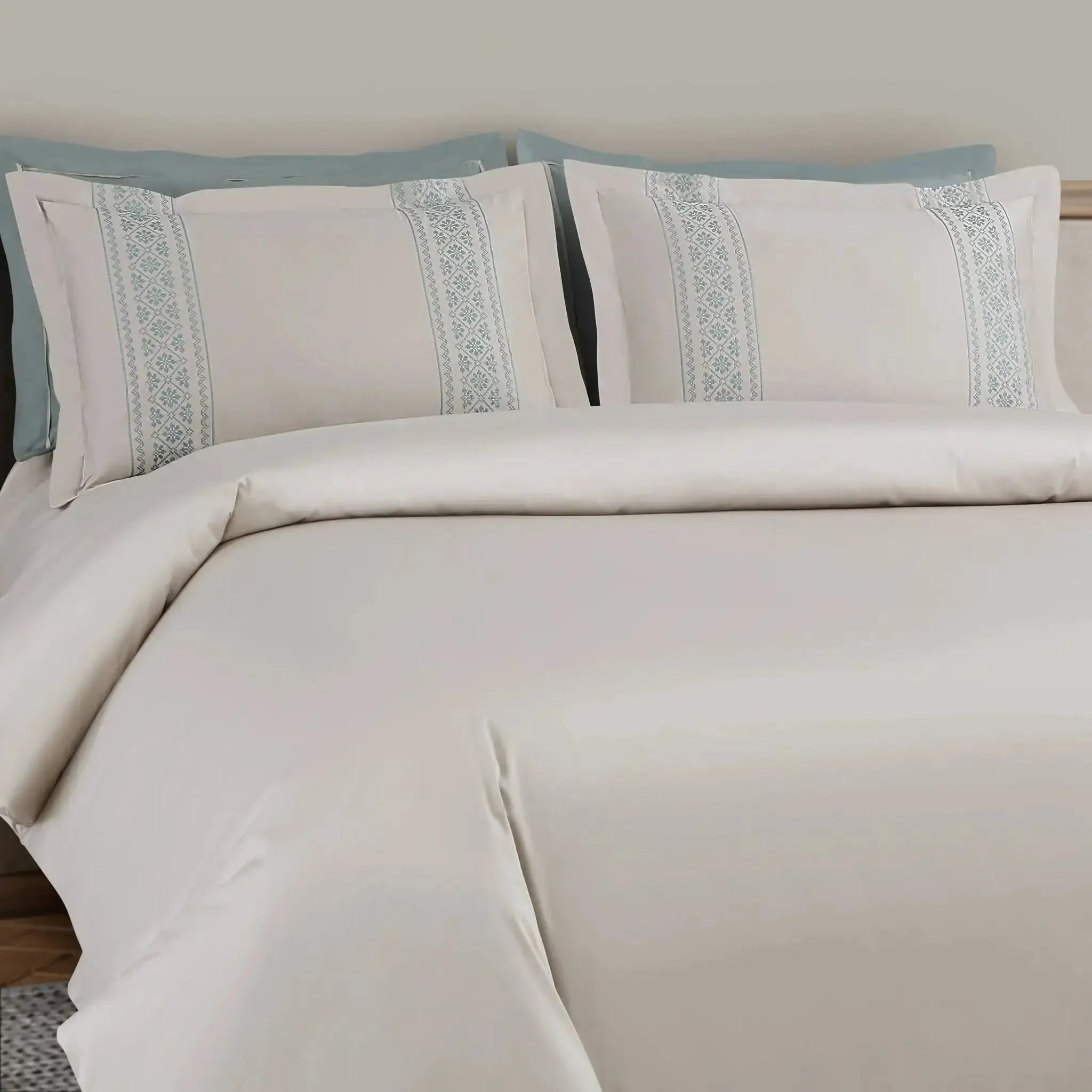 Malako Luxe Collection 550 TC Olive Beige Premium Embroidered Bedding