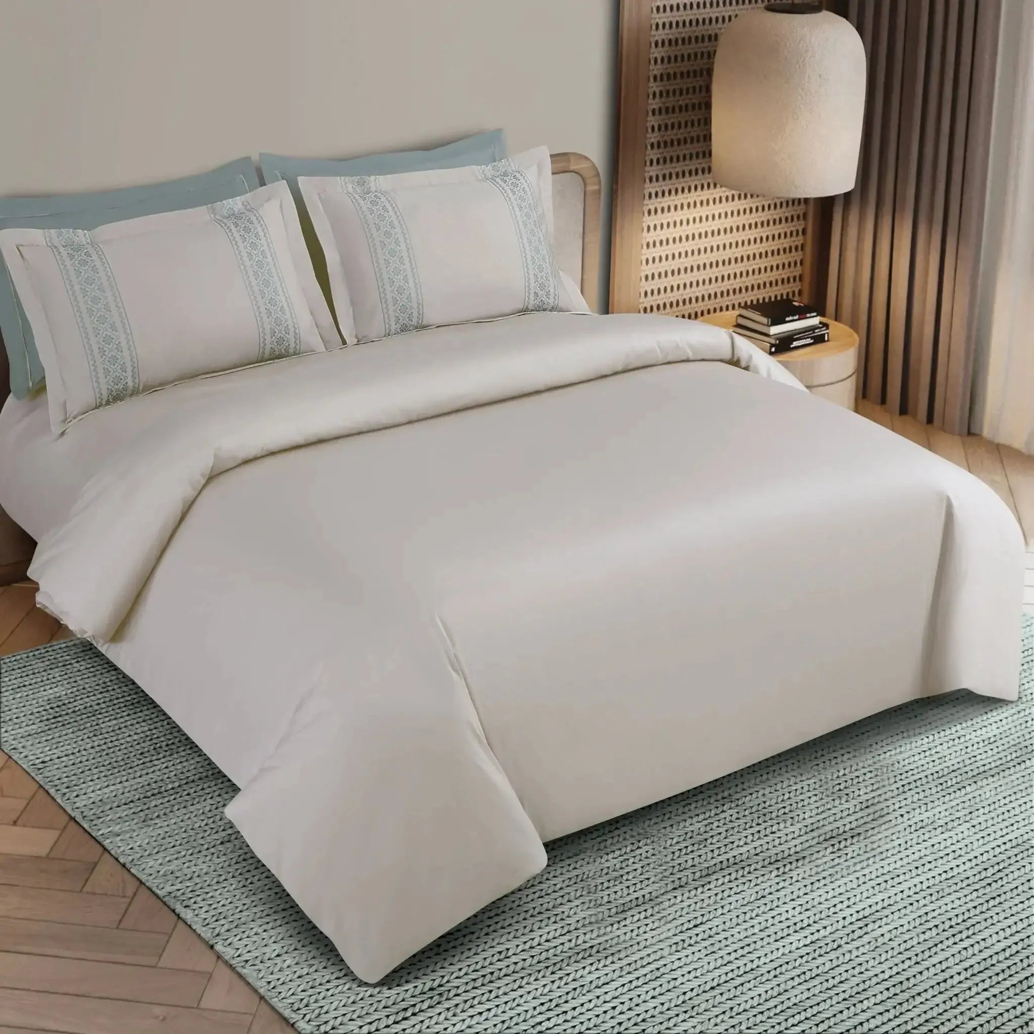Malako Luxe Collection 550 TC Olive Beige Premium Embroidered Bedding
