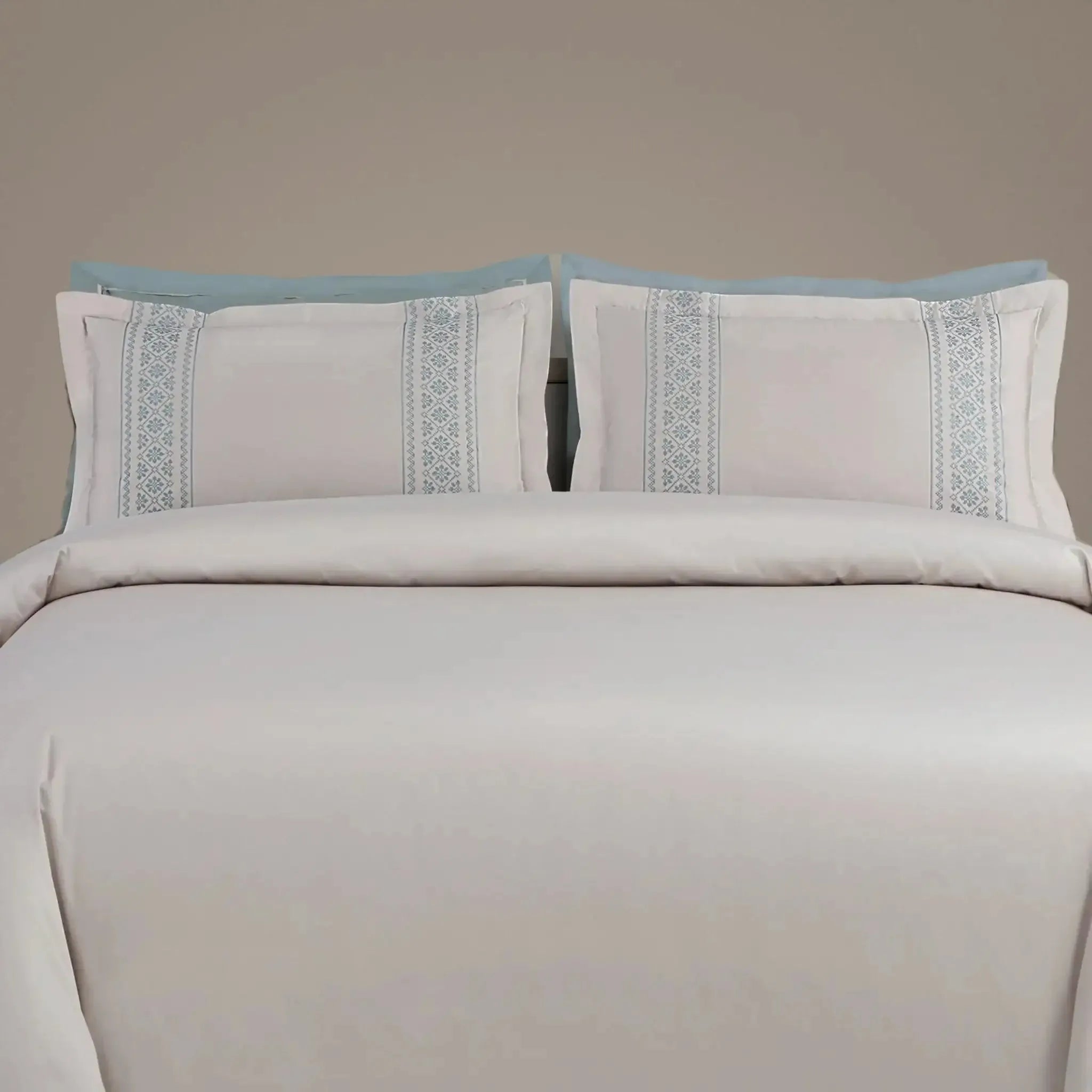 Malako Luxe Collection 550 TC Olive Beige Premium Embroidered Bedding