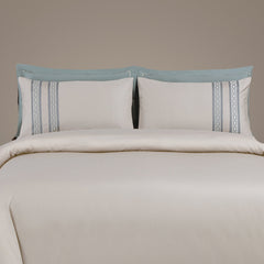 Malako Luxe Collection: 550 TC Olive Beige Premium Embroidered Bedding - MALAKO