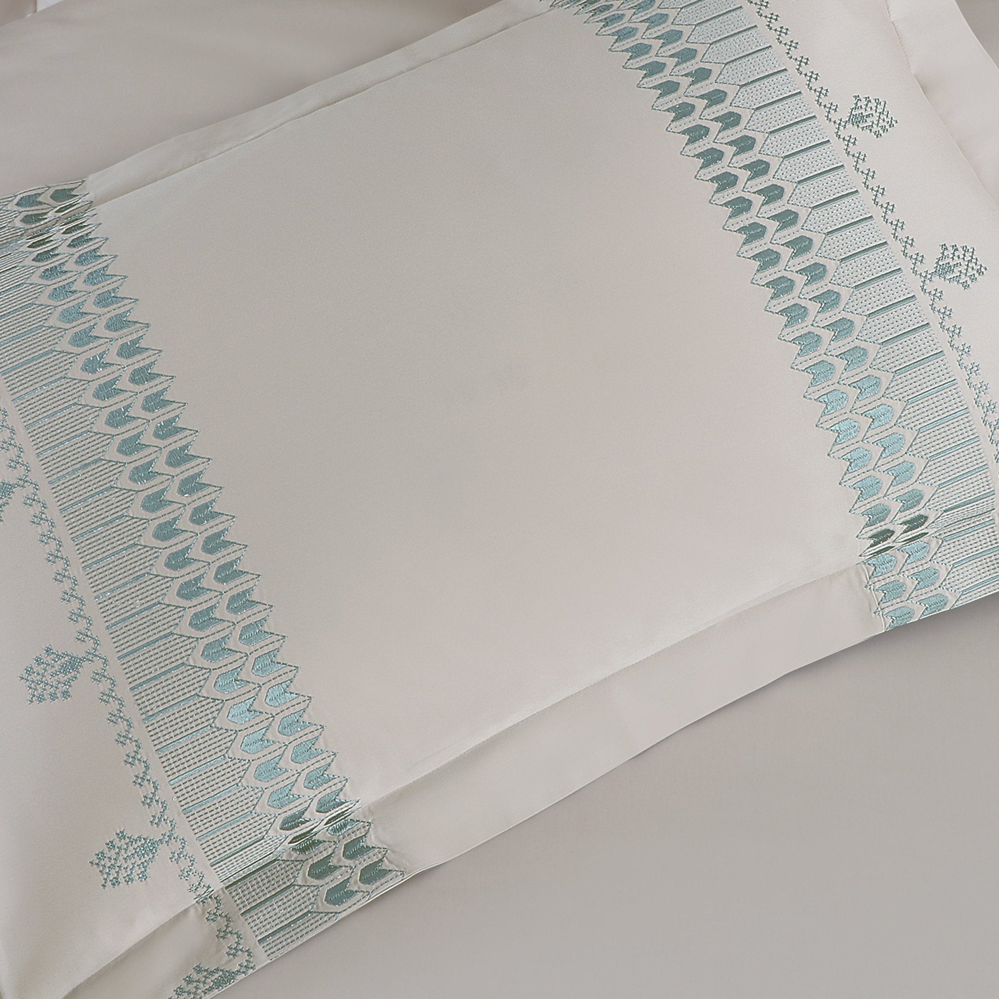 Malako Luxe Collection: 550 TC Olive Beige Premium Embroidered Bedding - MALAKO