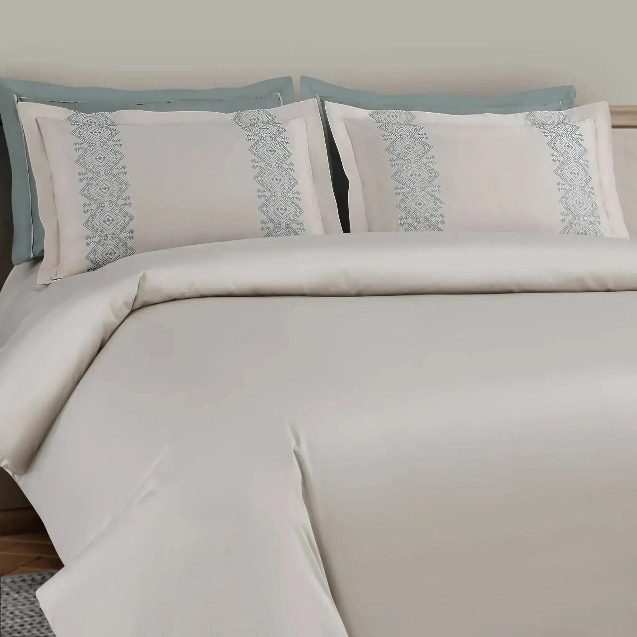 Malako Luxe Collection 550 TC Olive Beige Premium Embroidered Bedding