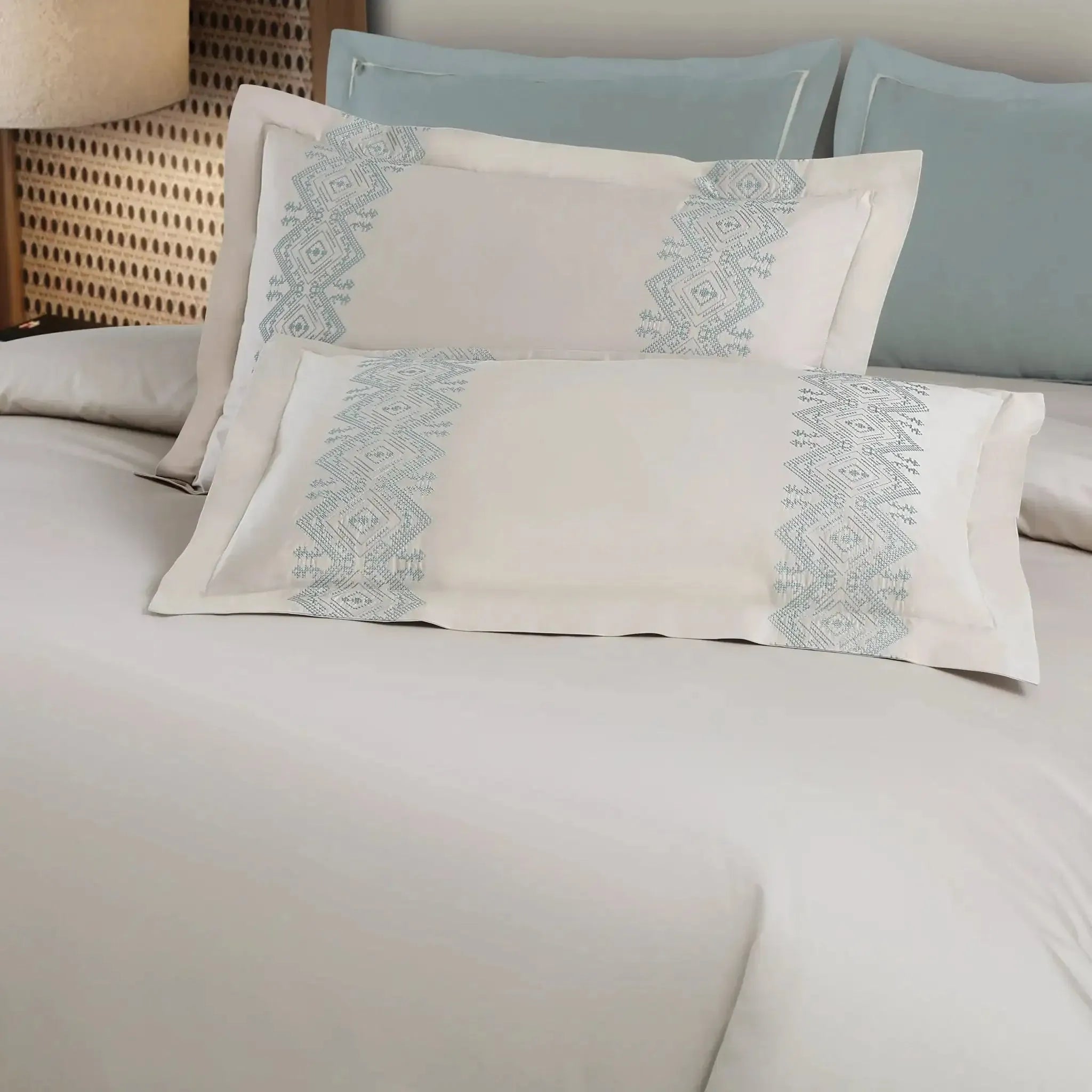 Malako Luxe Collection 550 TC Olive Beige Premium Embroidered Bedding