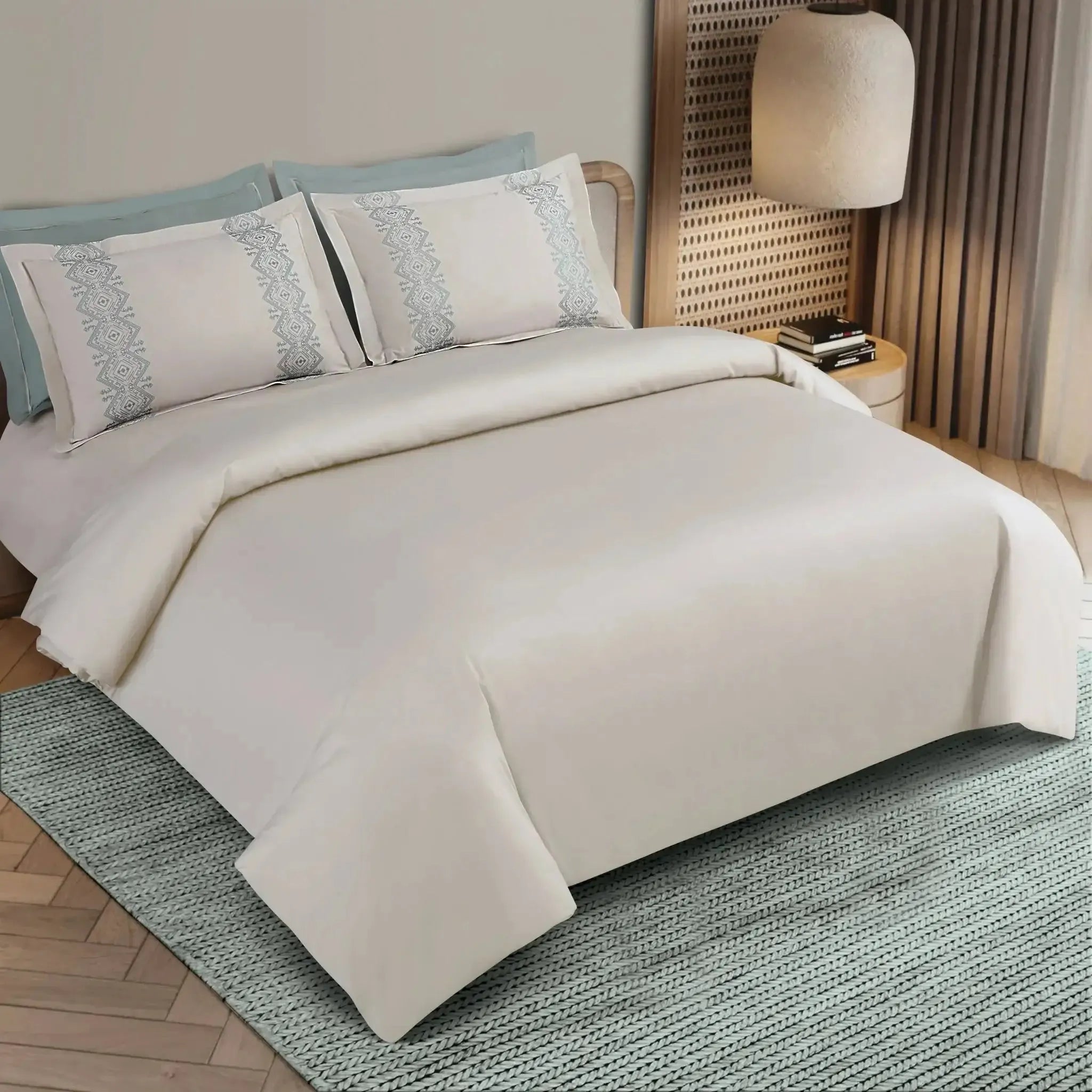 Malako Luxe Collection 550 TC Olive Beige Premium Embroidered Bedding