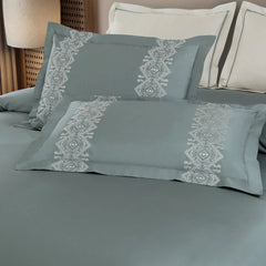 Malako Luxe Collection 550 TC Olive Green Premium Embroidered Bedding