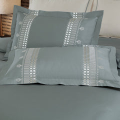 Malako Luxe Collection: 550 TC Olive Green Premium Embroidered Bedding - MALAKO