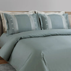 Malako Luxe Collection 550 TC Olive Green Premium Embroidered Bedding