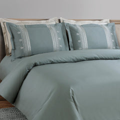 Malako Luxe Collection: 550 TC Olive Green Premium Embroidered Bedding - MALAKO