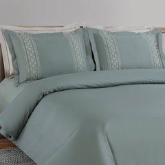 Malako Luxe Collection: 550 TC Olive Green Premium Embroidered Bedding - MALAKO