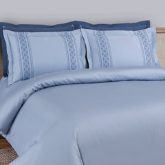 Malako Luxe Collection: 550 TC Pigeon Blue Premium Embroidered Bedding - MALAKO