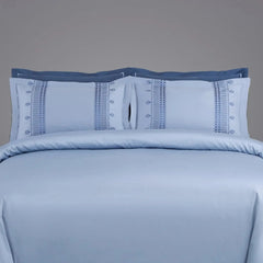Malako Luxe Collection 550 TC Pigeon Blue Premium Embroidered Bedding