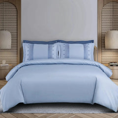 Malako Luxe Collection 550 TC Pigeon Blue Premium Embroidered Bedding