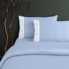 Malako Luxe Collection: 550 TC Pigeon Blue Premium Embroidered Bedding - MALAKO