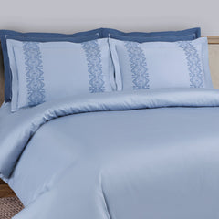 Malako Luxe Collection: 550 TC Pigeon Blue Premium Embroidered Bedding - MALAKO