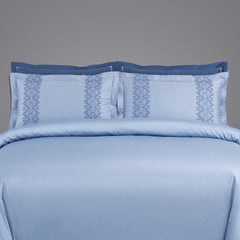 Malako Luxe Collection: 550 TC Pigeon Blue Premium Embroidered Bedding - MALAKO