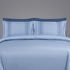 Malako Luxe Collection: 550 TC Pigeon Blue Premium Embroidered Bedding - MALAKO